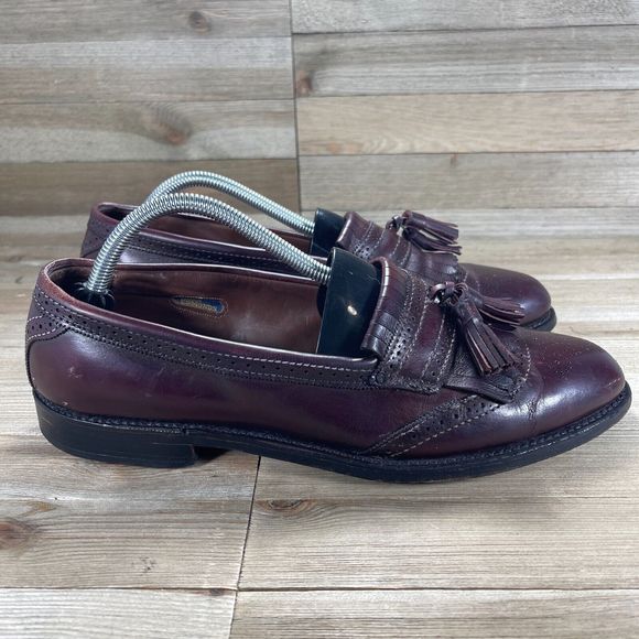 Allen Edmonds Shoes Bridgeton Mens 10 Wingtip‎ Tassel Loafers Burgundy Leather